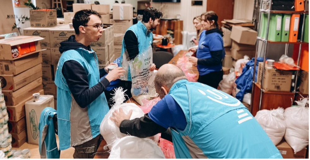 Volunteers working